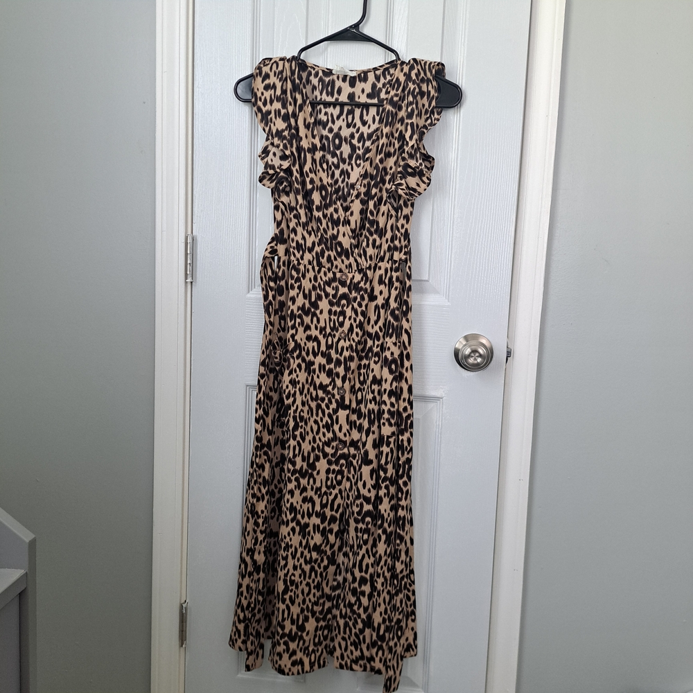 Leopard Print Sleeveless Maxi Dress